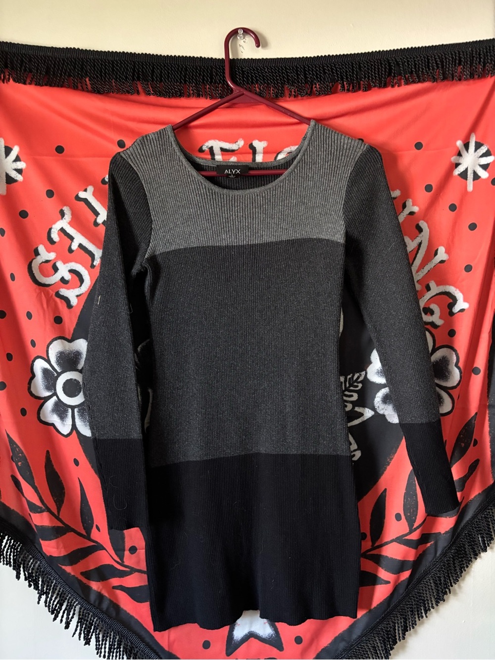 ALYX Gray and Black Long Sleeve Colorblock Knit Dress